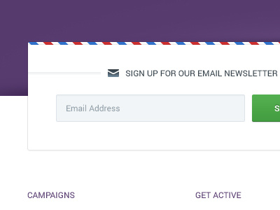 Email Newsletter Signup button clean email green icon input minimal purple sign up web design white