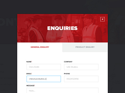 Contact Form Modal clean contact form minimal modal red ui web design white