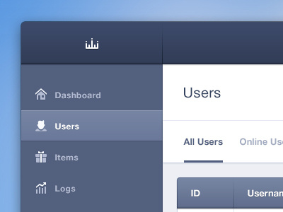 Users blue clean dashboard icons interface menu minimal ui users white