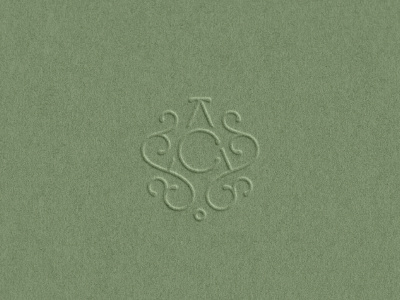 AC Monogram ac emboss green monogram paper stamp wedding wedding stationary