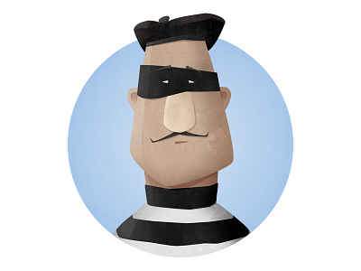 Robber character french illustration moustache robber