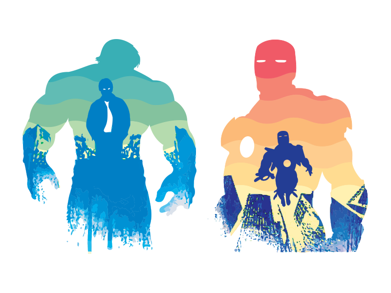 freebie double iron man hulk vector ai included by paolo