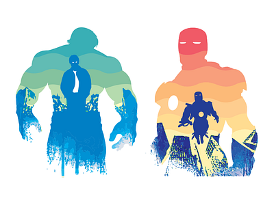 Freebie - Double Iron Man & Hulk Vector (.ai included!) ai double exposure free hulk iron man marvel vector