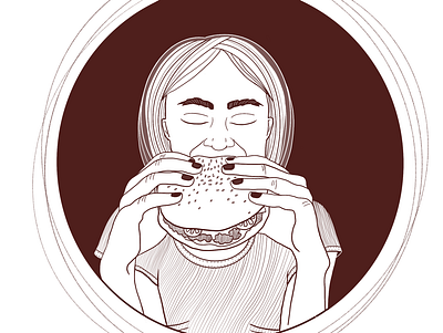 Eating burger burger girlillustration illustraion
