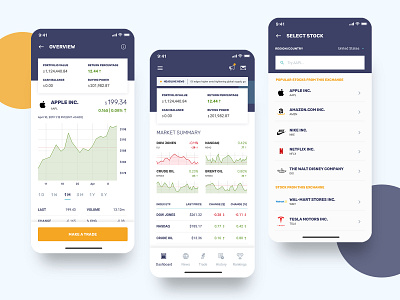 Stock Tracking App app dashboard design light theme mobile stock uidesign