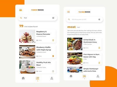 Yummy Book - Recipe List cooking dailyui design interaction minimal mobile presentation recipes ui uidesign webdesign
