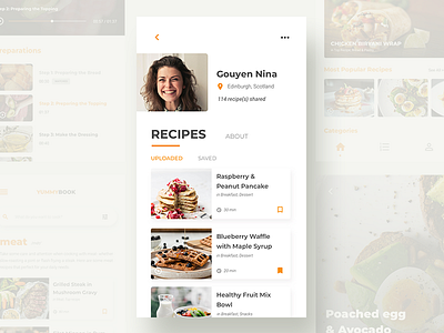 Yummy Book - User Profile cooking dailyui design interaction minimal mobile presentation profile recipes ui uidesign webdesign
