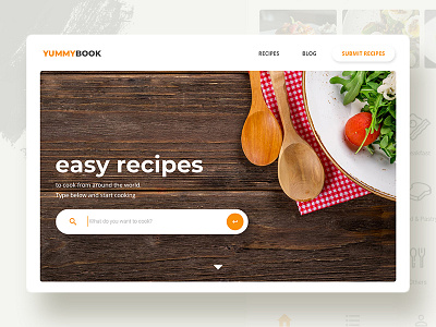Yummy Book - Landing Page cooking dailyui design interaction landing minimal mobile presentation recipes ui uidesign webdesign