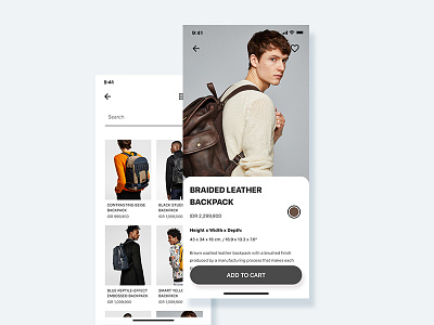 Men's Backpack backpack dailyui design fashion interaction minimal mobile presentation ui uidesign webdesign