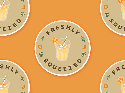 Freshly Squeezed OJ coaster design drawing juice leaves mug orange orange juice