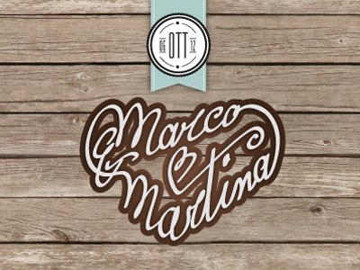 Marco & Martina wedding invitation ribbon stamp typography wedding