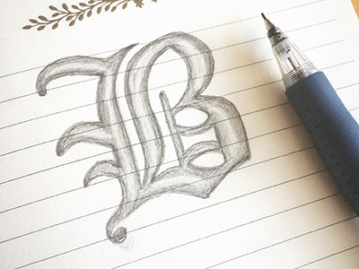Blackletter B b blackletter doodle gothic hand lettering sketch typography