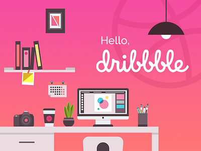 Dribbble Debut workspace app dashboard debut desk first gui illustration shot web workspace