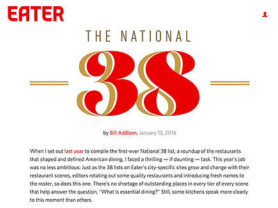 Eater: The National 38 eater food gold logo numbers red