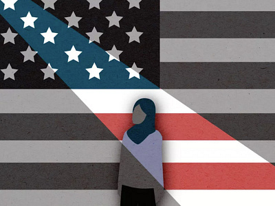 Islamophobia in America america flag illustration