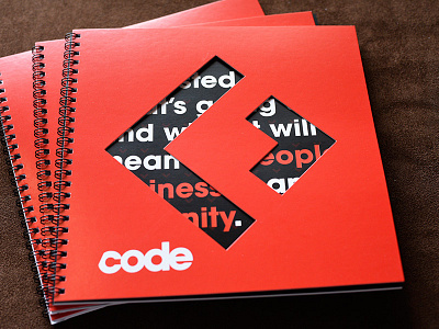 Notebook From Recode's Code Conference die cut print recode red typogrpahy