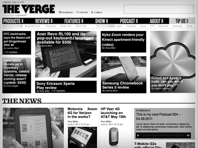 The Verge - High Fidelity Wireframe - Homepage