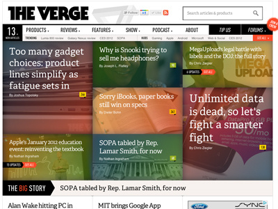 The Verge - Homepage and code and theory the verge homepage vox media wireframe