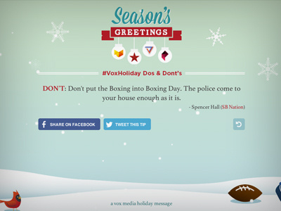 Vox Holiday advice cardinal funny holiday responsive seasons greeting snow vox media