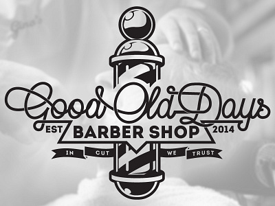 Good Old Days Barbershop Logo banner barber barbershop branding logo vintage