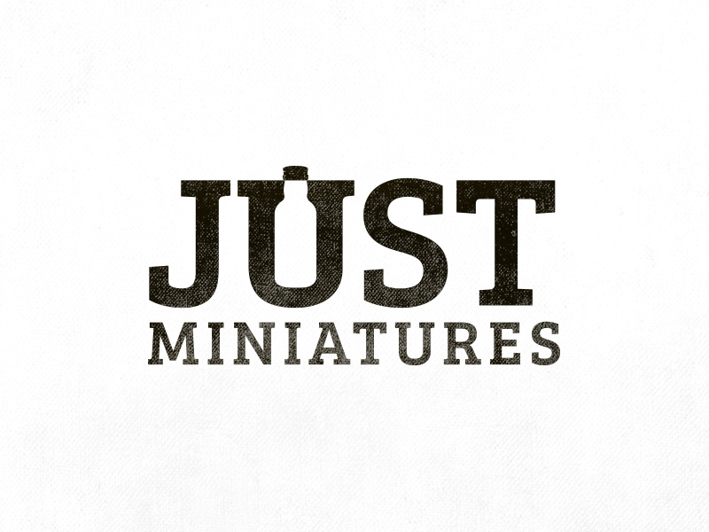 Just Miniatures Logo Design blackwhite space negative re-branding branding miniatures font bottle message hidden design logo