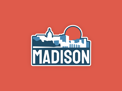 Madison, Wisconsin Sticker badge badge design badges branding cityscape design flat illustration madison minimal stickers vector wisconsin