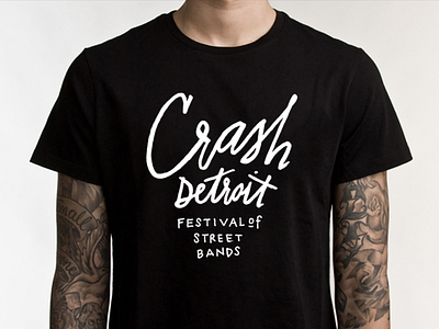 Crash Detroit Festival of Street Bands Branding branding brandmark festival hand hand lettering hand made handlettering handmade logo t shirt tshirt