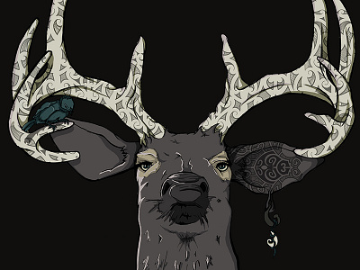 D E E R . art bird deer design drawing graphic horns illustration tattoo