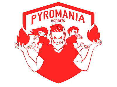 Pyromania Esports badge brand design esport esports fire graphic logo