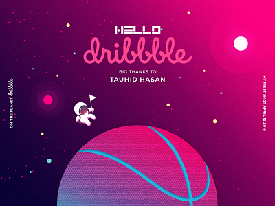 Hello Dribbble! astronaut debut first shot hello dribbble planet thank you thanks