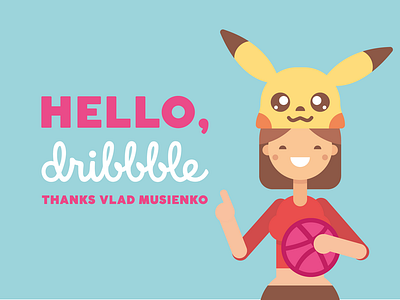 Hello, Dribbble! character debut dribbble firstshot hellodribbble illustrations nintendo pikachu pink poke pokemongo