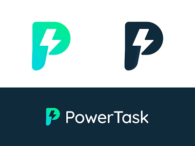 Logotype for powertask app 3d branding graphic design logo ui