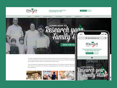 Italian Genealogical Group Website e commerce graphic design information architecture ui ux web design wordpress