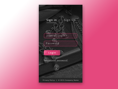 UI-001 login mobile pink
