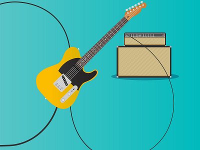 Telecaster amp fender guitar illustration rock