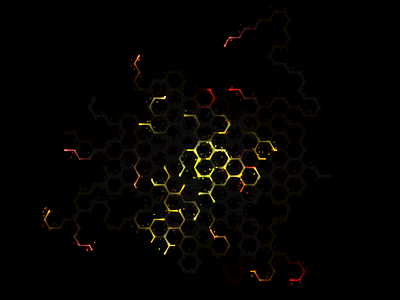 Neon Hexagon Forming Particles