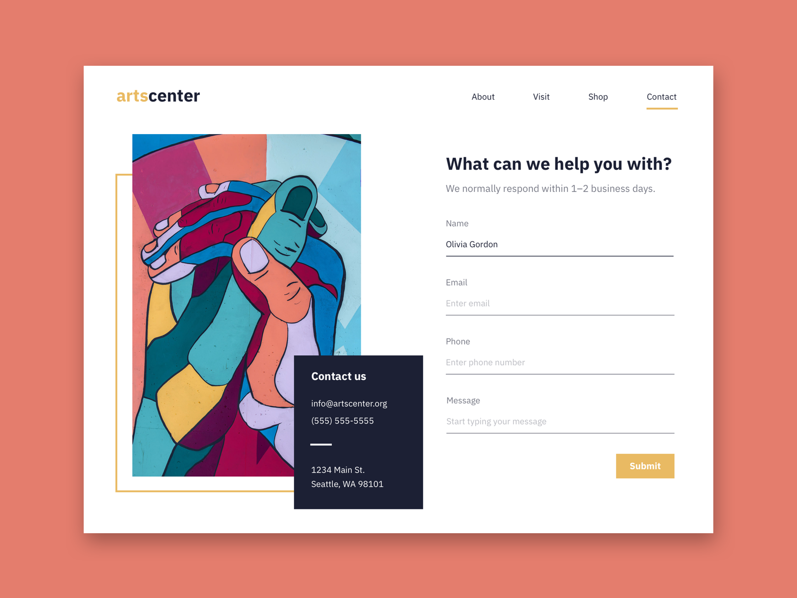 Daily UI 028 - Contact Us By Caroline On Dribbble