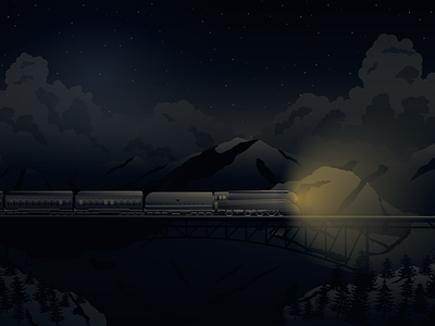 Train at Night design illustration illustrator