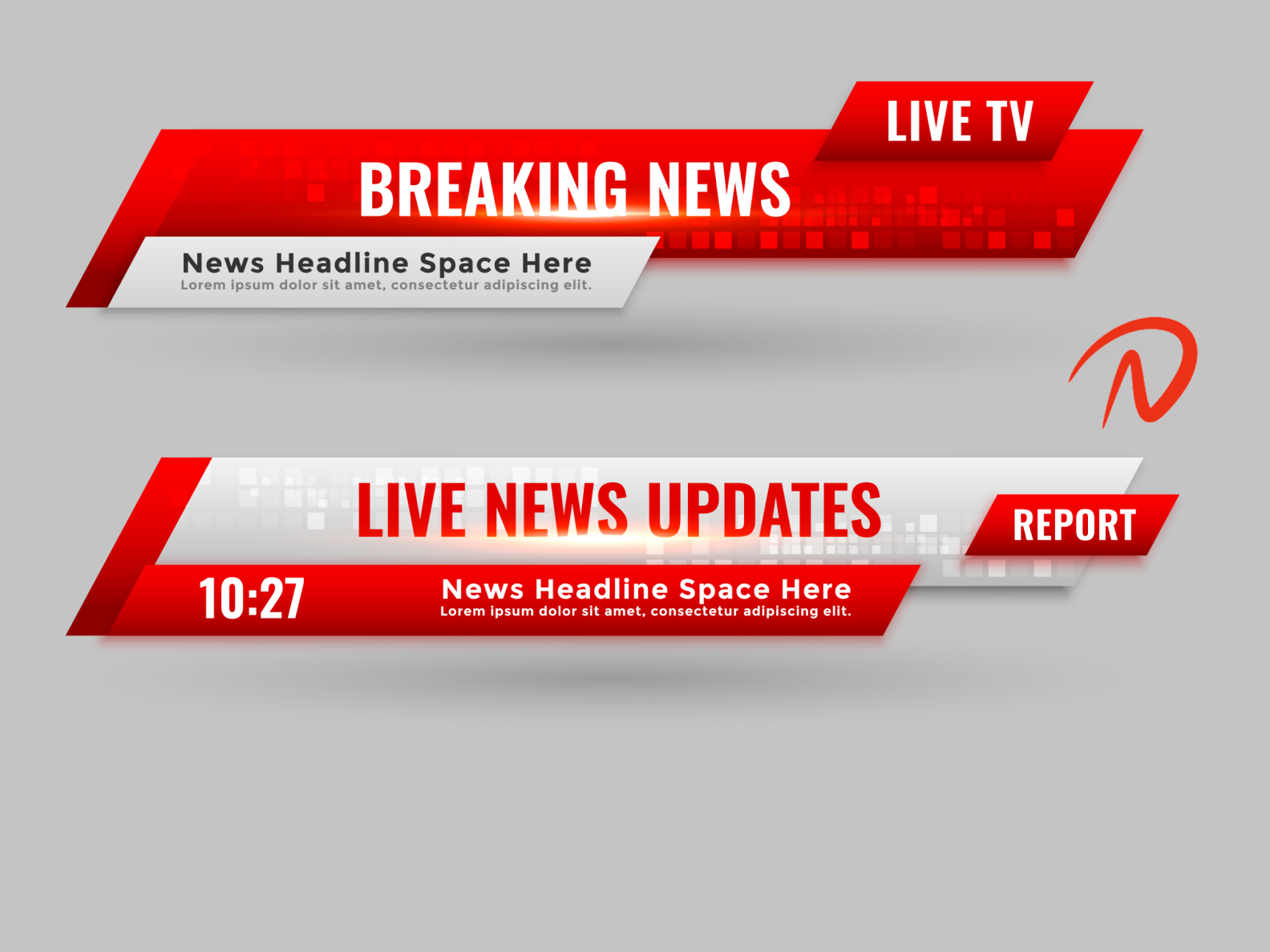 news-lower-third-banners-red-color by Nsign on Dribbble