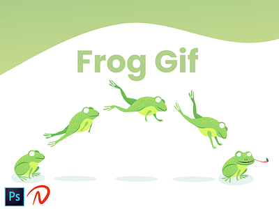 The process of frogs looking for food animation graphic design