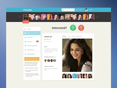 Meet Page clean design dating dating app like love meet message profile social app tinder ui design web app