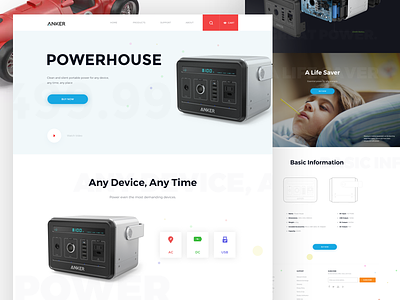 Anker Powerhouse clean design homepage landing page modern product design software ui web design website