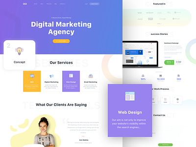 Digital Marketing Homepage V3 agency clean design digital marketing digital marketing agency email marketing gradient banner seo video web agency