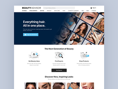 Beauty Advisor Homepage beauty homepage landing makeup minimal design simple skincare ui whitespace
