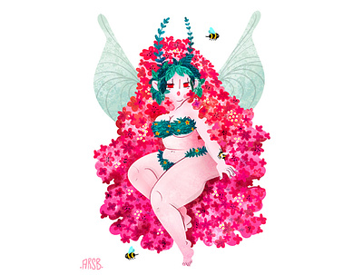 Great Pink fairy... With Bees! beauty big cute fairy fashion illustration photoshop pink