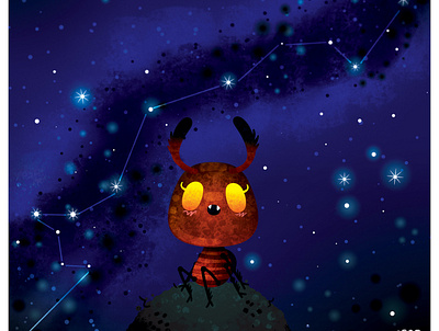 The stars will guide you. childrens book illustration cute illustration photoshop texture