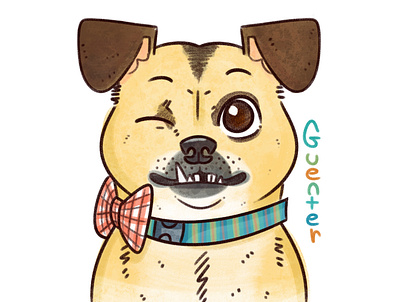 Tis Guenter! childrens book illustration custom art cute dog dog portrait illustration line photoshop texture