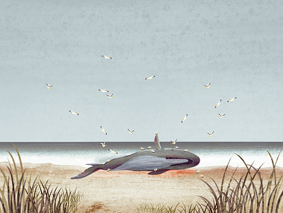 A Dead Whale dead death editorial illustration photoshop sad texture whales