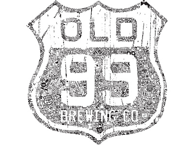 Old 99 Brewing Co. Iconoflage art branding digital doodle drawing hand drawn illustration ink logo pen vector