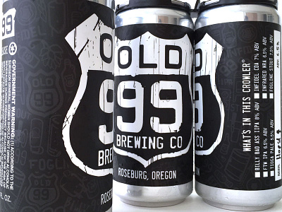 Old 99 Brewing Co. Iconoflage Crowlers art beer branding cheers digital doodle drawing hand drawn illustration ink logo vector